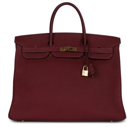 PRE-OWNED HERMÈS BIRKIN 40 ROUGE H FJORD GOLD HARDWARE