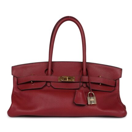 PRE-OWNED HERMÈS SHOULDER BIRKIN 42 JPG ROUGE H CLEMENCE GOLD HARDWARE