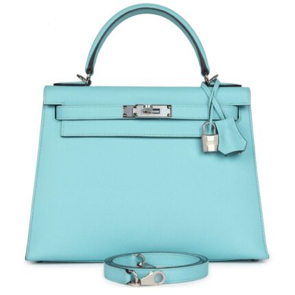 HERMÈS KELLY SELLIER 28 BLEU ATOLL EPSOM PALLADIUM HARDWARE