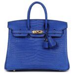 HERMÈS BIRKIN 25 BLEU ROYAL MATTE POROSUS CROCODILE GOLD HARDWARE