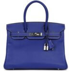 PRE-OWNED HERMÈS BIRKIN 30 BLEU ELECTRIC CANDY EPSOM PALLADIUM HARDWARE