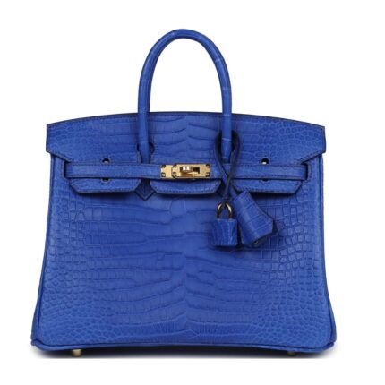 HERMÈS BIRKIN 25 BLEU ROYAL MATTE POROSUS CROCODILE GOLD HARDWARE