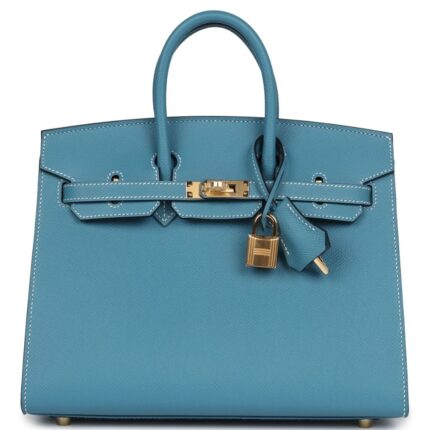 HERMÈS BIRKIN SELLIER 25 BLUE JEAN EPSOM GOLD HARDWARE