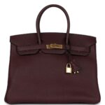 PRE-OWNED HERMÈS BIRKIN 35 BORDEAUX FJORD GOLD HARDWARE