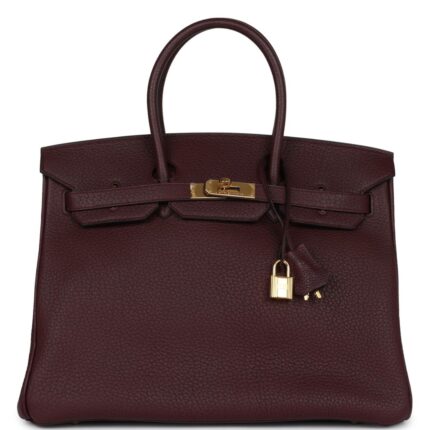 PRE-OWNED HERMÈS BIRKIN 35 BORDEAUX FJORD GOLD HARDWARE