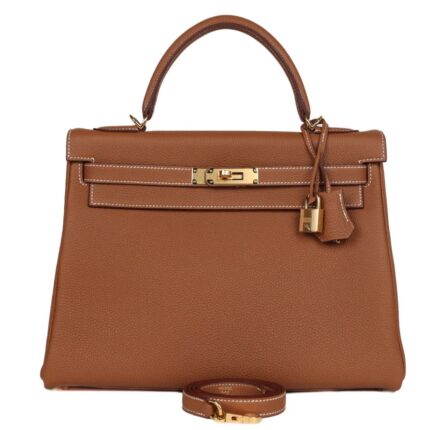 HERMÈS KELLY RETOURNE 32 GOLD TOGO GOLD HARDWARE