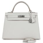HERMÈS KELLY SELLIER 32 GRIS PALE EPSOM PALLADIUM HARDWARE