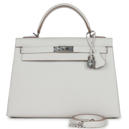 HERMÈS KELLY SELLIER 32 GRIS PALE EPSOM PALLADIUM HARDWARE