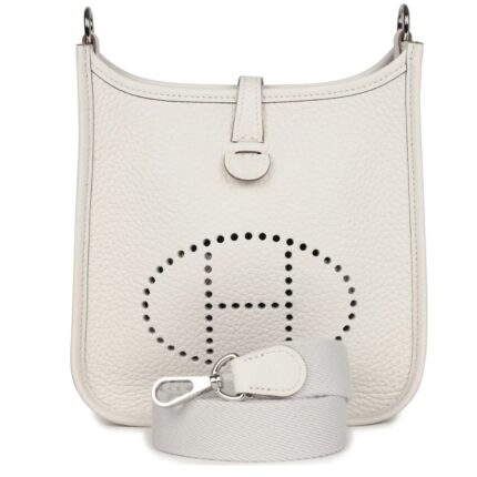 HERMÈS EVELYNE TPM GRIS PALE CLEMENCE PALLADIUM HARDWARE
