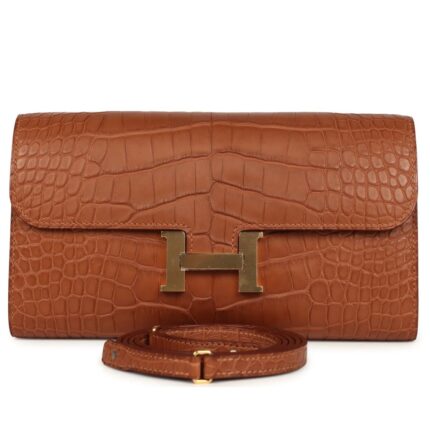 HERMÈS CONSTANCE WALLET TO GO GOLD MATTE ALLIGATOR GOLD HARDWARE