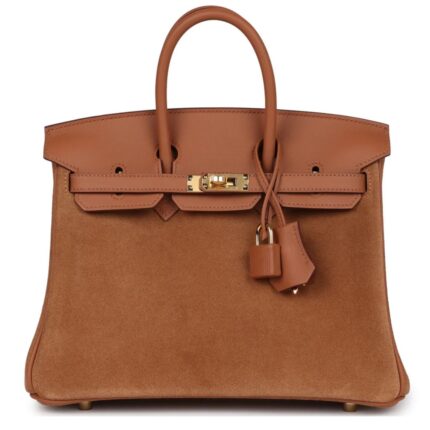 HERMÈS BIRKIN 25 CHAMOIS GRIZZLY AND GOLD SWIFT GOLD HARDWARE