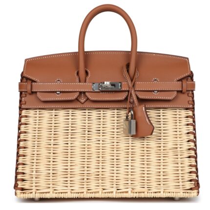 HERMÈS PICNIC BIRKIN SELLIER 25 GOLD SWIFT PALLADIUM HARDWARE