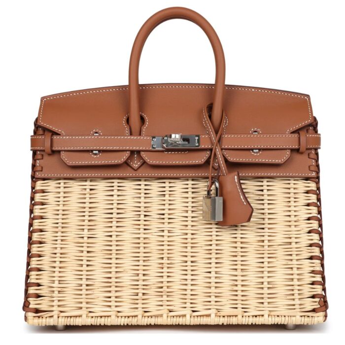HERMÈS PICNIC BIRKIN SELLIER 25 GOLD SWIFT PALLADIUM HARDWARE