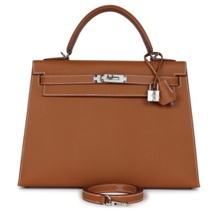 HERMÈS KELLY SELLIER 32 GOLD EPSOM PALLADIUM HARDWARE