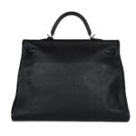 PRE-OWNED HERMÈS KELLY VOYAGE 50 BLACK EVERCOLOR PALLADIUM HARDWARE