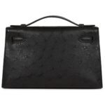 HERMÈS KELLY POCHETTE BLACK OSTRICH GOLD HARDWARE
