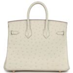 HERMÈS BIRKIN 25 BETON OSTRICH GOLD HARDWARE