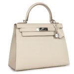 PRE-OWNED HERMES KELLY SELLIER 28 CRAIE EPSOM PALLADIUM HARDWARE