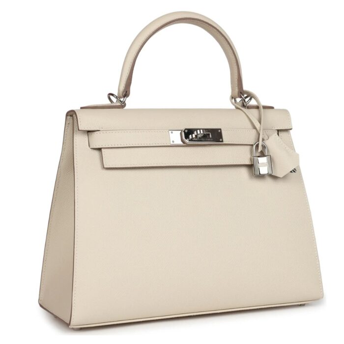 PRE-OWNED HERMES KELLY SELLIER 28 CRAIE EPSOM PALLADIUM HARDWARE