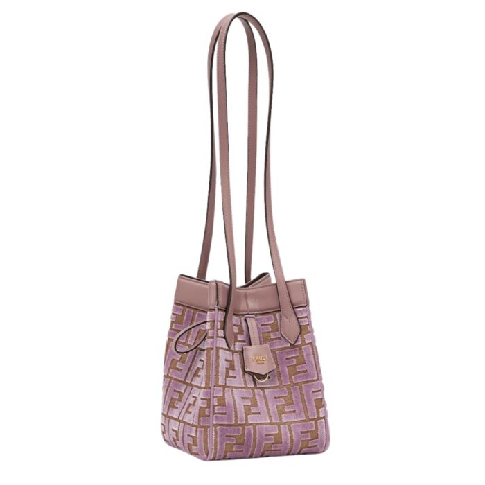 FENDI ORIGAMI MINI TRANSFORMABLE MAUVE PINK FF JACQUARD VELVET MINI-BAG