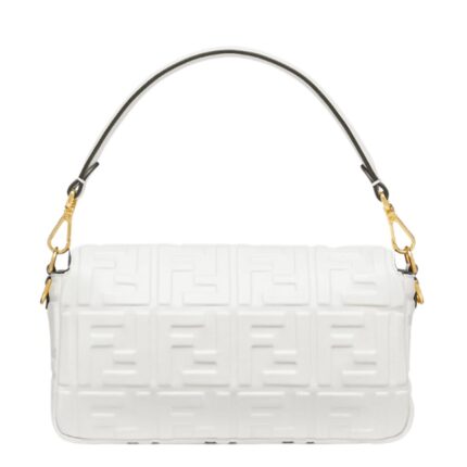 FENDI BAGUETTE WHITE LEATHER BAG