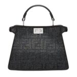 FENDI PEEKABOO ISEEU PETITE BLACK SUEDE BAG WITH FF IN CRYSTALS AND STUDS