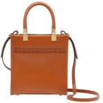 FENDI MINI SUNSHINE SHOPPER BROWN LEATHER MINI-BAG