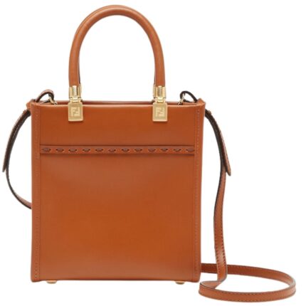 FENDI MINI SUNSHINE SHOPPER BROWN LEATHER MINI-BAG