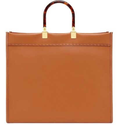 FENDI SUNSHINE LARGE BROWN LEATHER SHOPPER