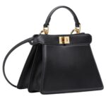 FENDI PEEKABOO ISEEU PETITE BLACK PADDED NAPPA LEATHER BAG