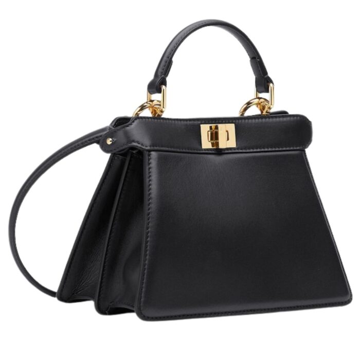 FENDI PEEKABOO ISEEU PETITE BLACK PADDED NAPPA LEATHER BAG
