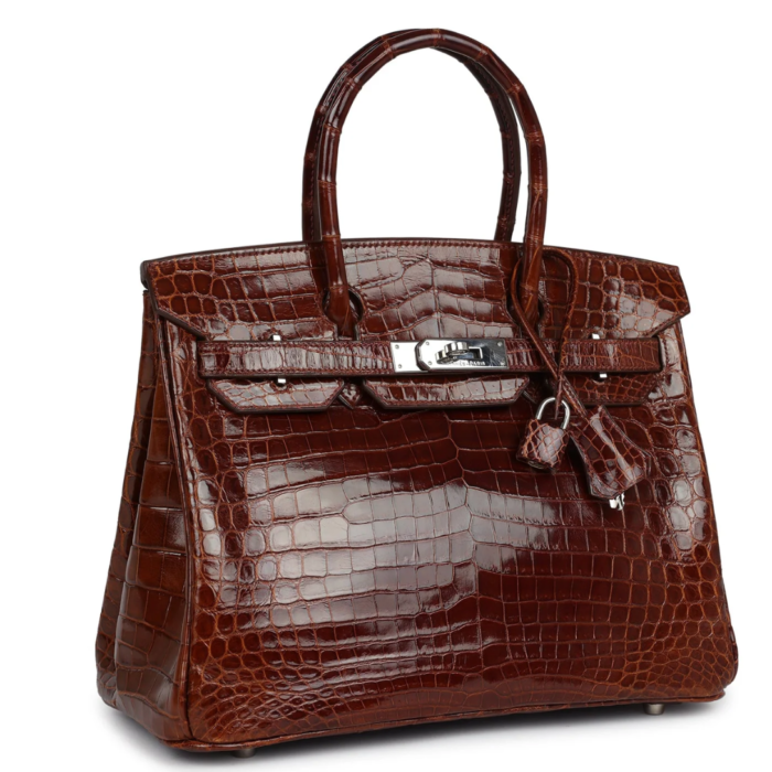 PRE-OWNED HERMÈS BIRKIN 30 MIEL SHINY NILOTICUS CROCODILE PALLADIUM HARDWARE