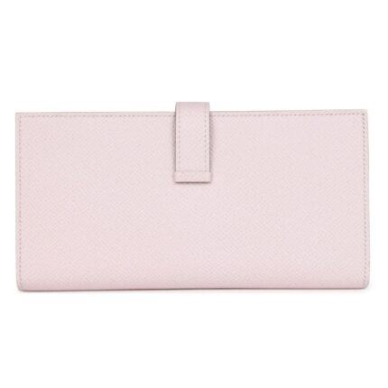 HERMÈS BEARN GUSSET LONG WALLET MAUVE PALE EPSOM PALLADIUM HARDWARE