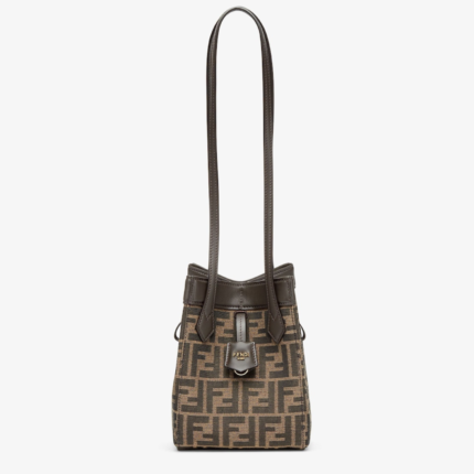 FENDI ORIGAMI MINI BROWN FF JACQUARD FABRIC MINI BAG THAT CAN BE TRANSFORMED