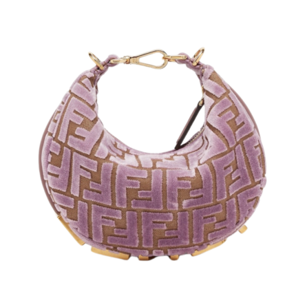 FENDI FENDIGRAPHY MINI MAUVE PINK FF JACQUARD VELVET MINI-BAG