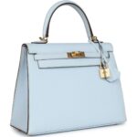 HERMÈS KELLY SELLIER 25 BLEU BRUME EPSOM GOLD HARDWARE
