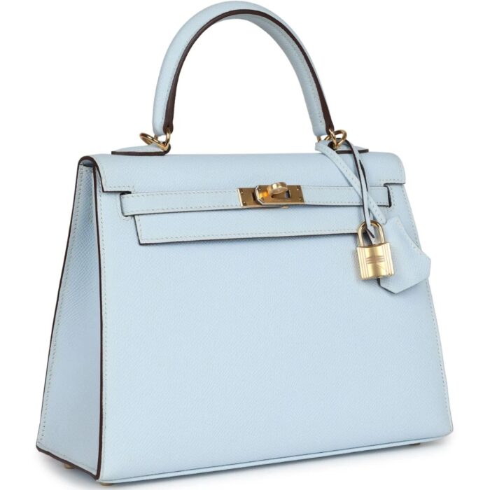 HERMÈS KELLY SELLIER 25 BLEU BRUME EPSOM GOLD HARDWARE