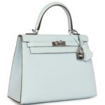 PRE-OWNED HERMÈS KELLY SELLIER 25 BLEU BRUME EPSOM PALLADIUM HARDWARE