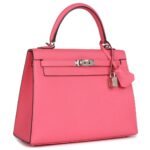 HERMÈS KELLY SELLIER 25 ROSE AZALEE EPSOM PALLADIUM HARDWARE