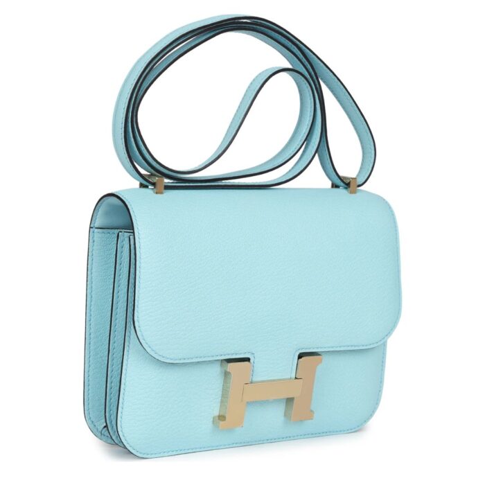 HERMÈS CONSTANCE 18 BLEU ZEPHYR CHEVRE PERMABRASS HARDWARE