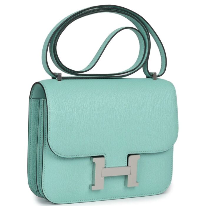 HERMÈS CONSTANCE 18 AQUA CHEVRE PALLADIUM HARDWARE