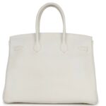 PRE-OWNED HERMÈS BIRKIN 35 WHITE CLEMENCE GOLD HARDWARE
