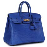 HERMÈS BIRKIN 25 BLEU ROYAL MATTE POROSUS CROCODILE GOLD HARDWARE
