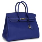 PRE-OWNED HERMÈS BIRKIN 35 BLEU ELECTRIC EPSOM PALLADIUM HARDWARE