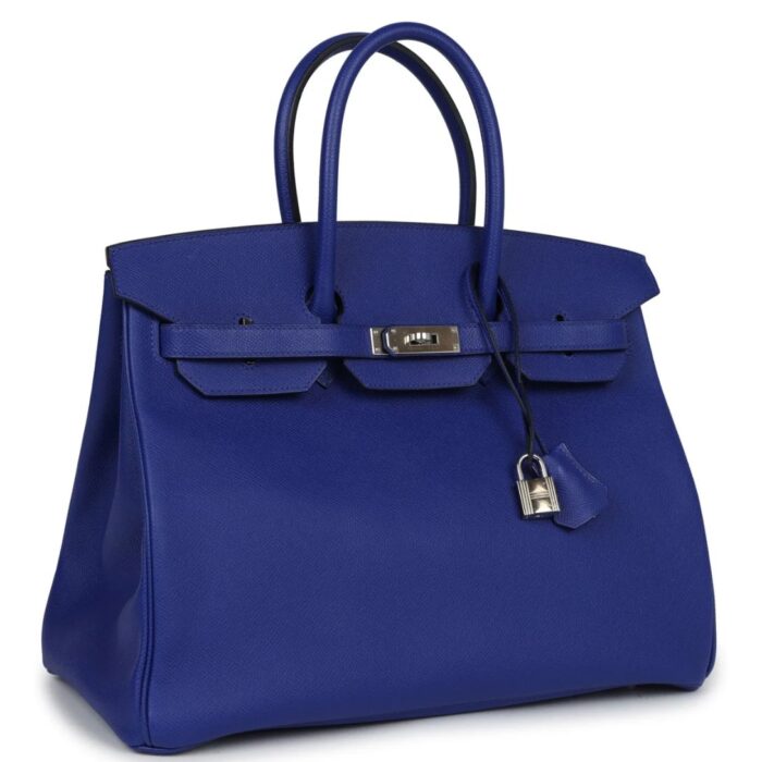 PRE-OWNED HERMÈS BIRKIN 35 BLEU ELECTRIC EPSOM PALLADIUM HARDWARE