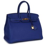 PRE-OWNED HERMÈS BIRKIN 35 BLEU ELECTRIC TOGO GOLD HARDWARE