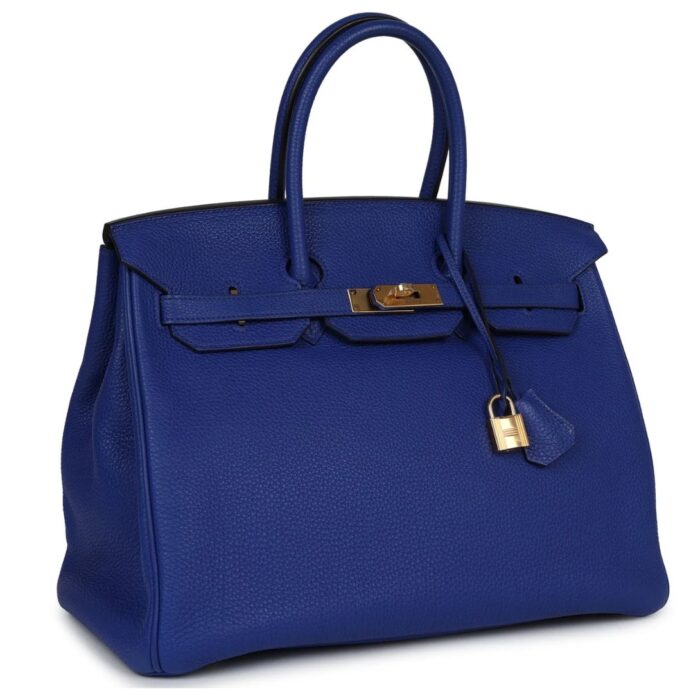 PRE-OWNED HERMÈS BIRKIN 35 BLEU ELECTRIC TOGO GOLD HARDWARE
