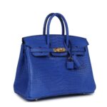 HERMÈS BIRKIN 25 BLEU ROYAL MATTE POROSUS CROCODILE GOLD HARDWARE