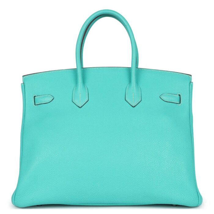 PRE-OWNED HERMÈS BIRKIN 35 LAGON TOGO PALLADIUM HARDWARE
