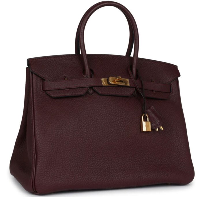 PRE-OWNED HERMÈS BIRKIN 35 BORDEAUX FJORD GOLD HARDWARE
